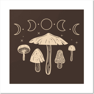 Cottagecore Mushroom Goblincore Moon Phases Posters and Art